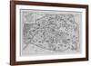 Vintage Paris Map - B&W-The Vintage Collection-Framed Giclee Print