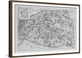 Vintage Paris Map - B&W-The Vintage Collection-Framed Giclee Print