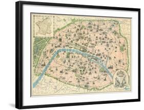 Vintage Paris Map-The Vintage Collection-Framed Art Print