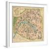 Vintage Paris Map-Unknown The Vintage Collection-Framed Art Print