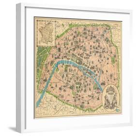 Vintage Paris Map-Unknown The Vintage Collection-Framed Art Print