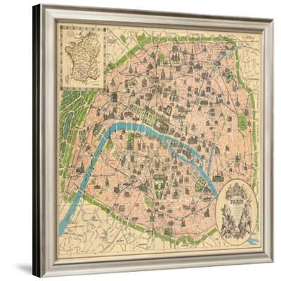 Framed Map Of Paris Vintage Paris Map' Print - The Vintage Collection | Allposters.com
