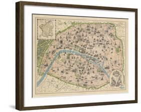 Vintage Paris Map-The Vintage Collection-Framed Giclee Print