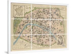 Vintage Paris Map-The Vintage Collection-Framed Giclee Print