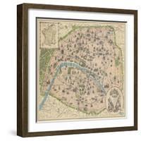 Vintage Paris Map-The Vintage Collection-Framed Art Print