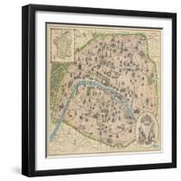 Vintage Paris Map-The Vintage Collection-Framed Art Print