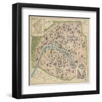 Vintage Paris Map-The Vintage Collection-Framed Art Print