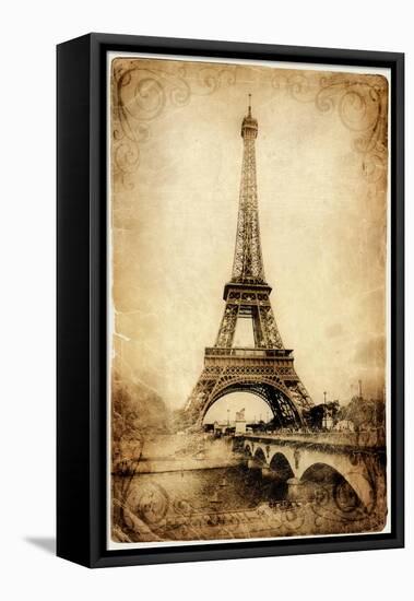 Vintage Parisian Cards Series -Eiffel Tower-Maugli-l-Framed Stretched Canvas