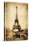 Vintage Parisian Cards Series -Eiffel Tower-Maugli-l-Stretched Canvas