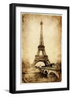 Vintage Parisian Cards Series -Eiffel Tower-Maugli-l-Framed Art Print