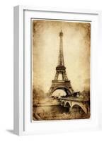Vintage Parisian Cards Series -Eiffel Tower-Maugli-l-Framed Art Print