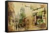 Vintage Parisian Cards Series - Montmartre Street-Maugli-l-Framed Stretched Canvas