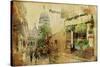 Vintage Parisian Cards Series - Montmartre Street-Maugli-l-Stretched Canvas