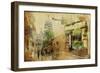 Vintage Parisian Cards Series - Montmartre Street-Maugli-l-Framed Premium Giclee Print