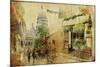 Vintage Parisian Cards Series - Montmartre Street-Maugli-l-Mounted Art Print