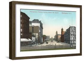 Vintage Pennsylvania Avenue, Capitol-null-Framed Art Print