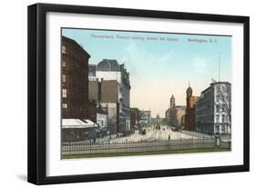 Vintage Pennsylvania Avenue, Capitol-null-Framed Art Print