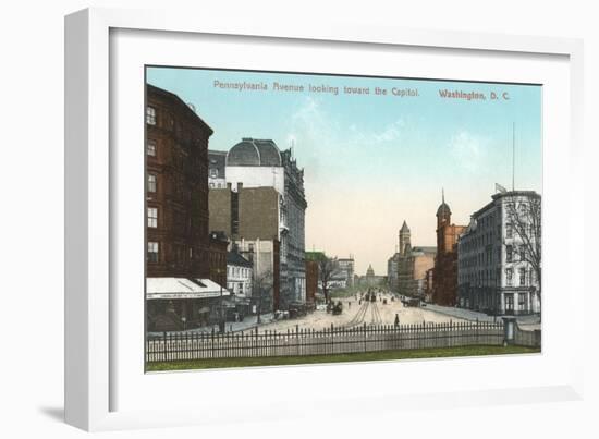 Vintage Pennsylvania Avenue, Capitol-null-Framed Art Print