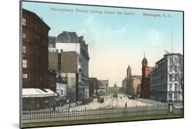 Vintage Pennsylvania Avenue, Capitol-null-Mounted Art Print