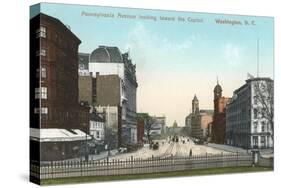 Vintage Pennsylvania Avenue, Capitol-null-Stretched Canvas