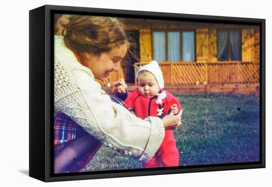 Vintage Photo - Mother with Baby Daughter, Early Eighties-Elzbieta Sekowska-Framed Stretched Canvas