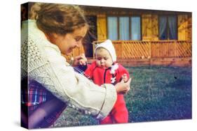 Vintage Photo - Mother with Baby Daughter, Early Eighties-Elzbieta Sekowska-Stretched Canvas