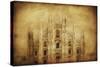 Vintage Photo of Duomo Di Milano, Milan, Italy-null-Stretched Canvas