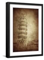 Vintage Photo of the Leaning Tower of Pisa, Italy-null-Framed Photographic Print