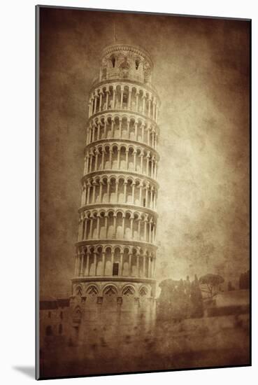 Vintage Photo of the Leaning Tower of Pisa, Italy-null-Mounted Photographic Print