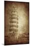 Vintage Photo of the Leaning Tower of Pisa, Italy-null-Mounted Photographic Print