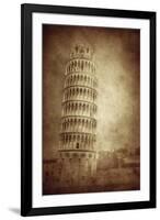 Vintage Photo of the Leaning Tower of Pisa, Italy-null-Framed Photographic Print