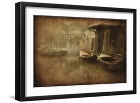 Vintage Photo of Venetian Canal, Venice, Italy-null-Framed Photographic Print