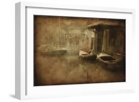 Vintage Photo of Venetian Canal, Venice, Italy-null-Framed Photographic Print