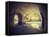 Vintage Picture of Dungeon, Cellar in Retro Style.-Maciej Bledowski-Framed Stretched Canvas