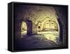Vintage Picture of Dungeon, Cellar in Retro Style.-Maciej Bledowski-Framed Stretched Canvas