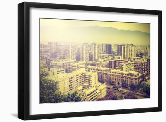 Vintage Picture of Santiago De Chile Downtown.-Maciej Bledowski-Framed Photographic Print