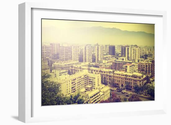 Vintage Picture of Santiago De Chile Downtown.-Maciej Bledowski-Framed Photographic Print