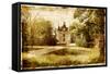 Vintage Picture With Castle-Maugli-l-Framed Stretched Canvas