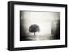 Vintage Picture with lone Tree-null-Framed Art Print