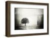 Vintage Picture with lone Tree-null-Framed Art Print