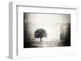 Vintage Picture with lone Tree-null-Framed Art Print