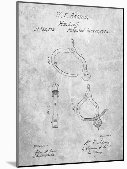 Vintage Police Handcuffs Patent-Cole Borders-Mounted Art Print