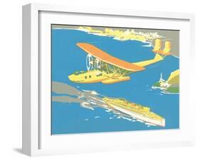 Vintage Pontoon Plane-null-Framed Art Print