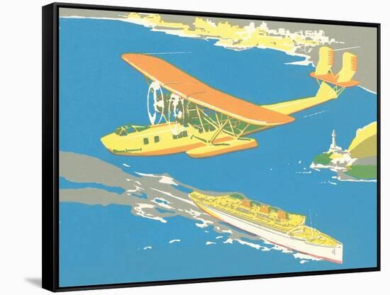 Vintage Pontoon Plane-null-Framed Stretched Canvas