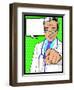 Vintage Pop Art Doctor with Pointing Hand-jorgenmac-Framed Art Print