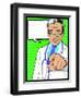 Vintage Pop Art Doctor with Pointing Hand-jorgenmac-Framed Art Print