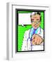 Vintage Pop Art Doctor with Pointing Hand-jorgenmac-Framed Art Print