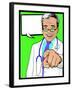 Vintage Pop Art Doctor with Pointing Hand-jorgenmac-Framed Art Print