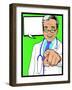 Vintage Pop Art Doctor with Pointing Hand-jorgenmac-Framed Art Print