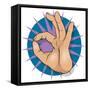 Vintage Pop Art Ok Hand Sign-jorgenmac-Framed Stretched Canvas